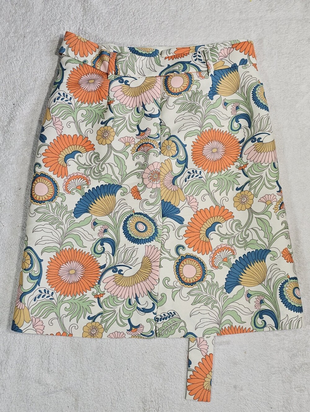 J. Crew Cream Multi Floral Tie-Waist Pencil Skirt - Picture 4 of 10